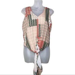 NWT POLLY & ESTHER SLEEVELESS TIE FRONT BLOUSE SMALL, MEDIUM, LARGE, XL